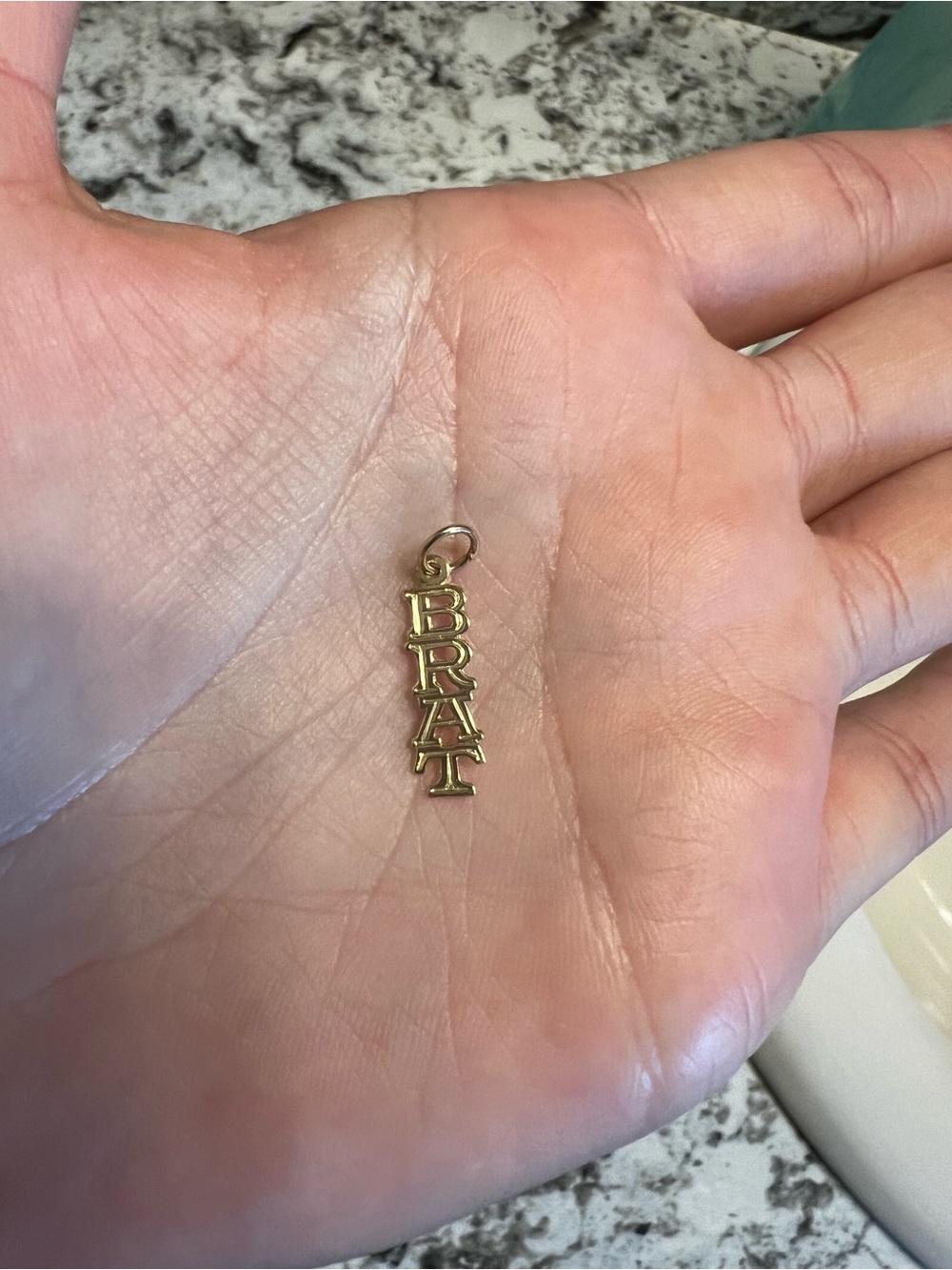 Gold 'BRAT' Letter Charm Pendant - Women Jewelry
